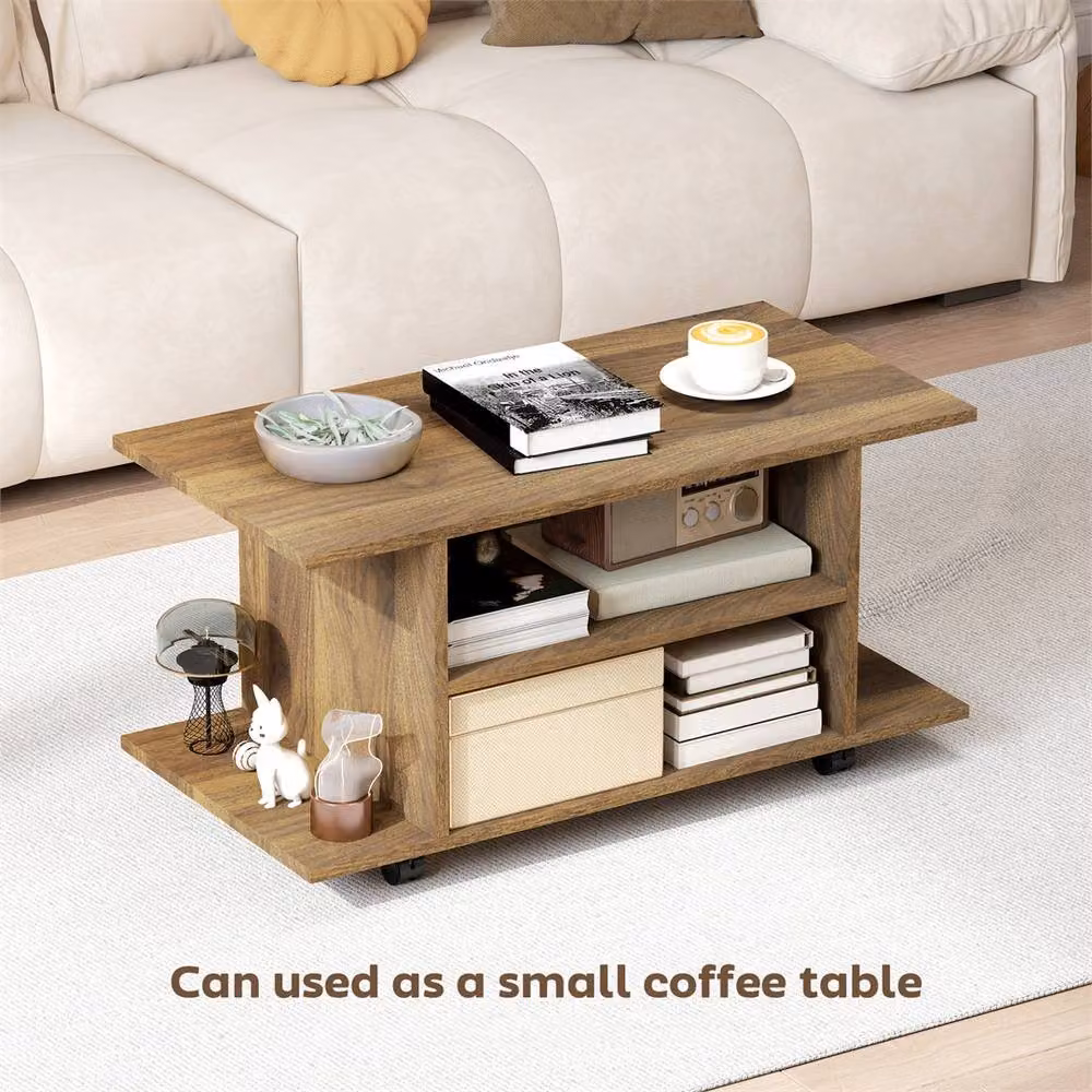 Kelvenix Walnut 3 Tier Mobile Storage Shelves in Brown – 5