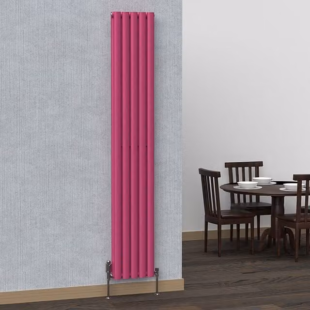 Lux Heat Oval Coloured Vertical Radiator in Barbie Pink, H: 180 cm, W: 30 cm