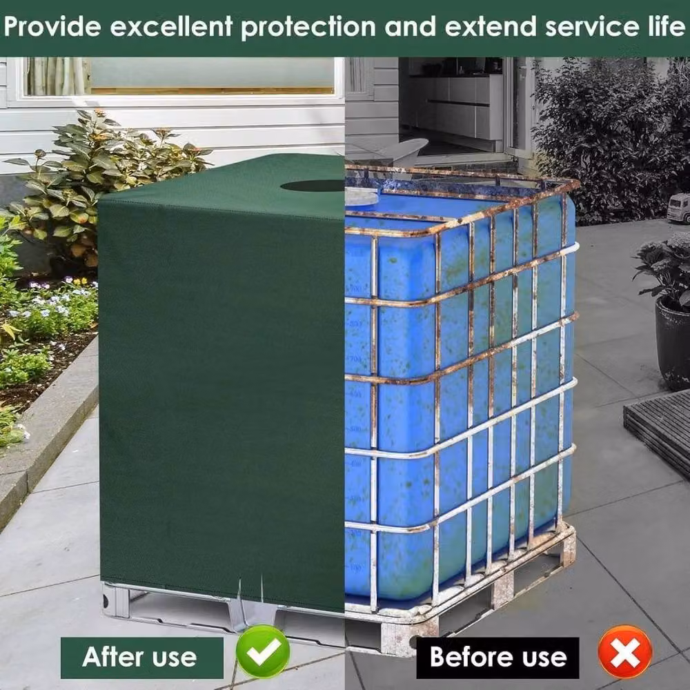 FLAVORA Heavy Duty Waterproof IBC Water Tank Cover in Green, W: 100 cm, D: 15 cm – 3