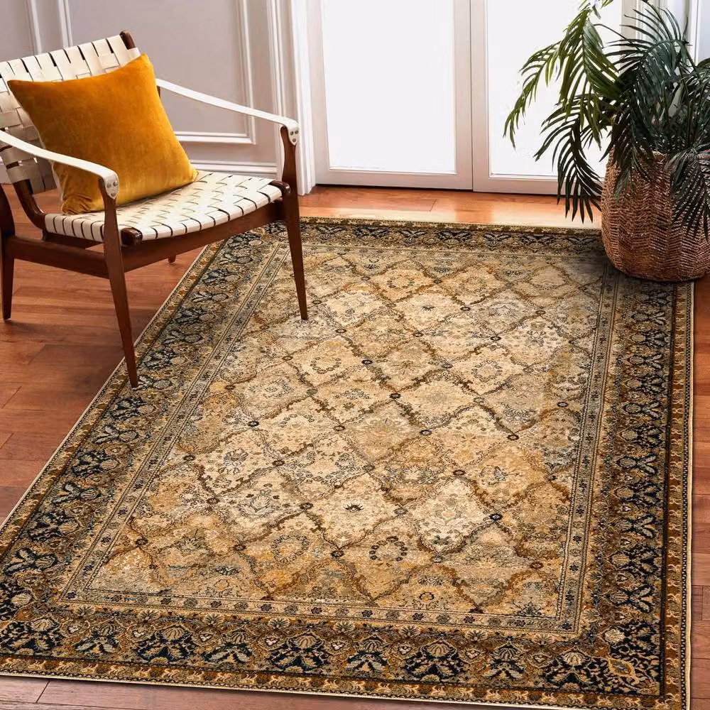 RugsX Wool Omega Oriental Rug in Beige, W: 100 cm, D: 66 cm – 4