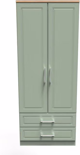 Ready Assembled 2 U Norfolk 2 Door 2 Drawer Wardrobe in Pale Green
