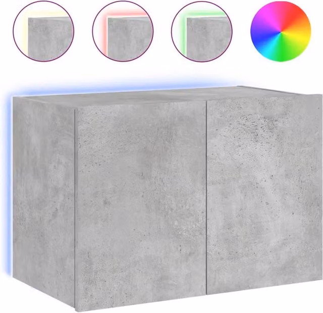 Berkfield Home Modern Wall Mounted TV Cabinet with Integrated LED Lights in Matt Concrete Grey, W/D/H: 60 x 35 x 41 cm – 1