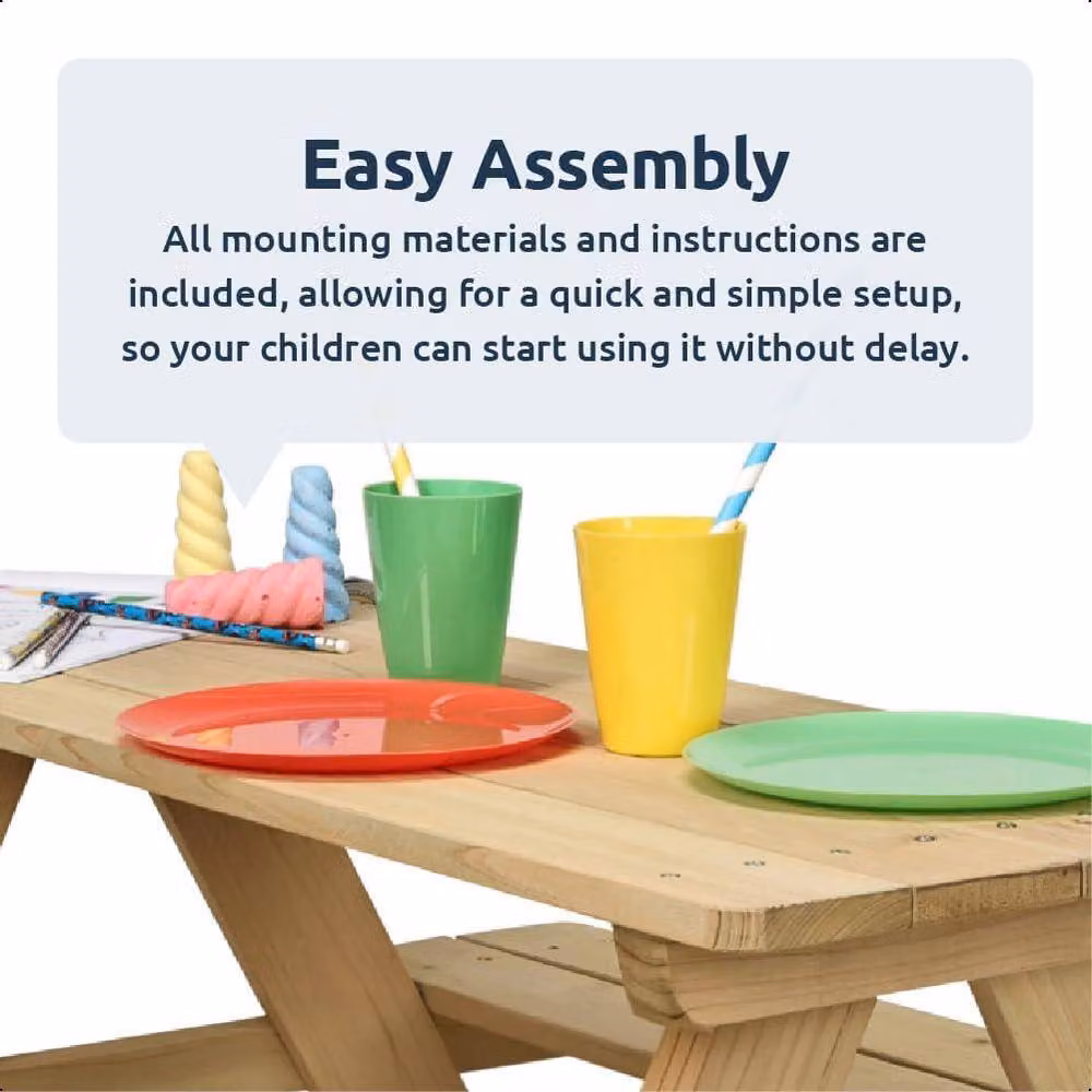 idooka Kids Wooden Picnic Table and Benches in Sand/Beige Pine – 3