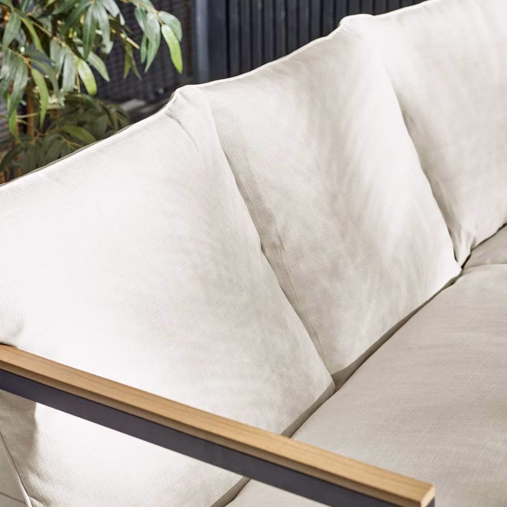 FurnitureboxUK Hydra 5 Seat L-Shape Outdoor Garden Sofa Set with Coffee Table in Cream – 3