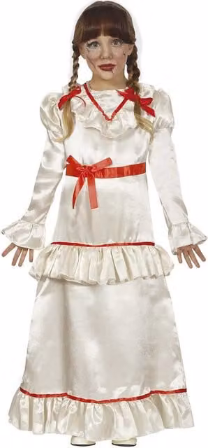 Fiestas Guirca Girls Devil Doll Costume Dress in White, Red and Multicolour