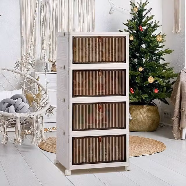 Kelvenix 4-Tier Slim Plastic Storage Drawer Box in White, W: 39 cm, D: 28 cm, H: 78.5 cm – 1