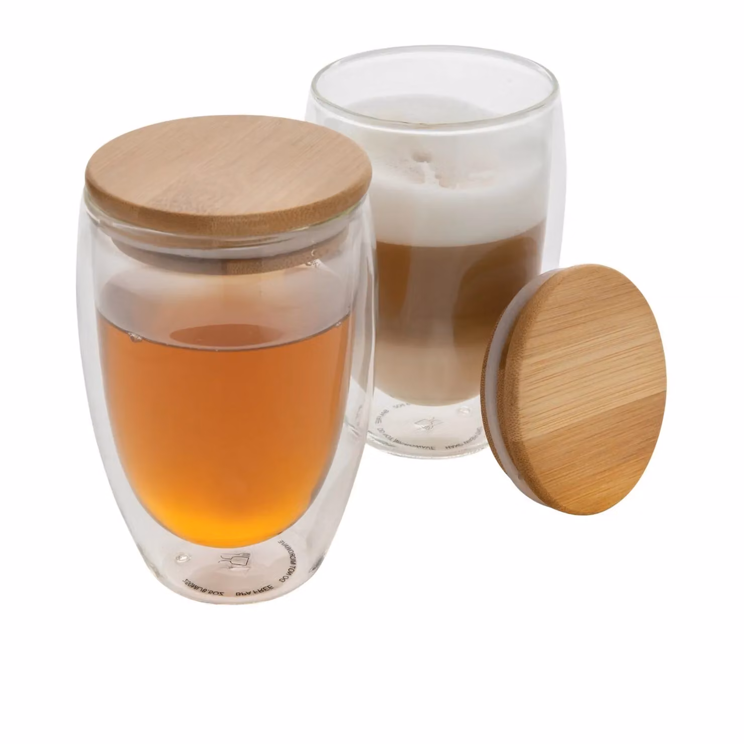 XD Design Double Wall Bamboo Glass Tumbler, Clear, 350 ml, Pack of 2 – 2