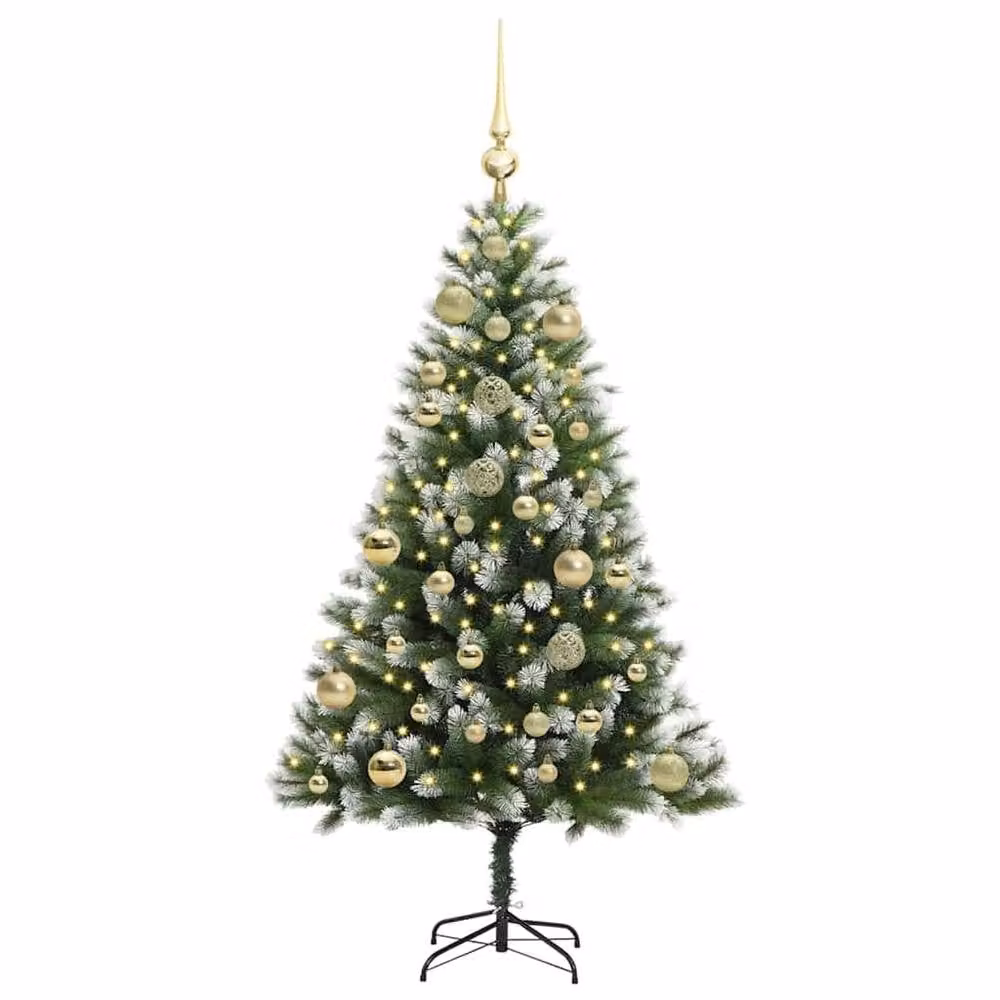 Berkfield Home Artificial Hinged Christmas Tree with Flocked Snow, Green, Height: 120 cm – 3