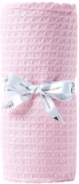 Homescapes Organic Cotton Waffle Pique Summer Blanket, Pink, W/D/H: 150 x 125 x 1 cm