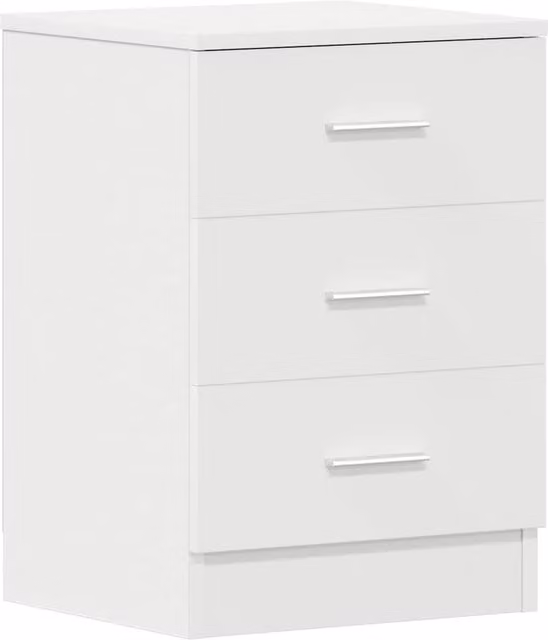 Berkfield Home White Bedside Cabinet in Engineered Wood, W/D/H: 38 x 35 x 56 cm