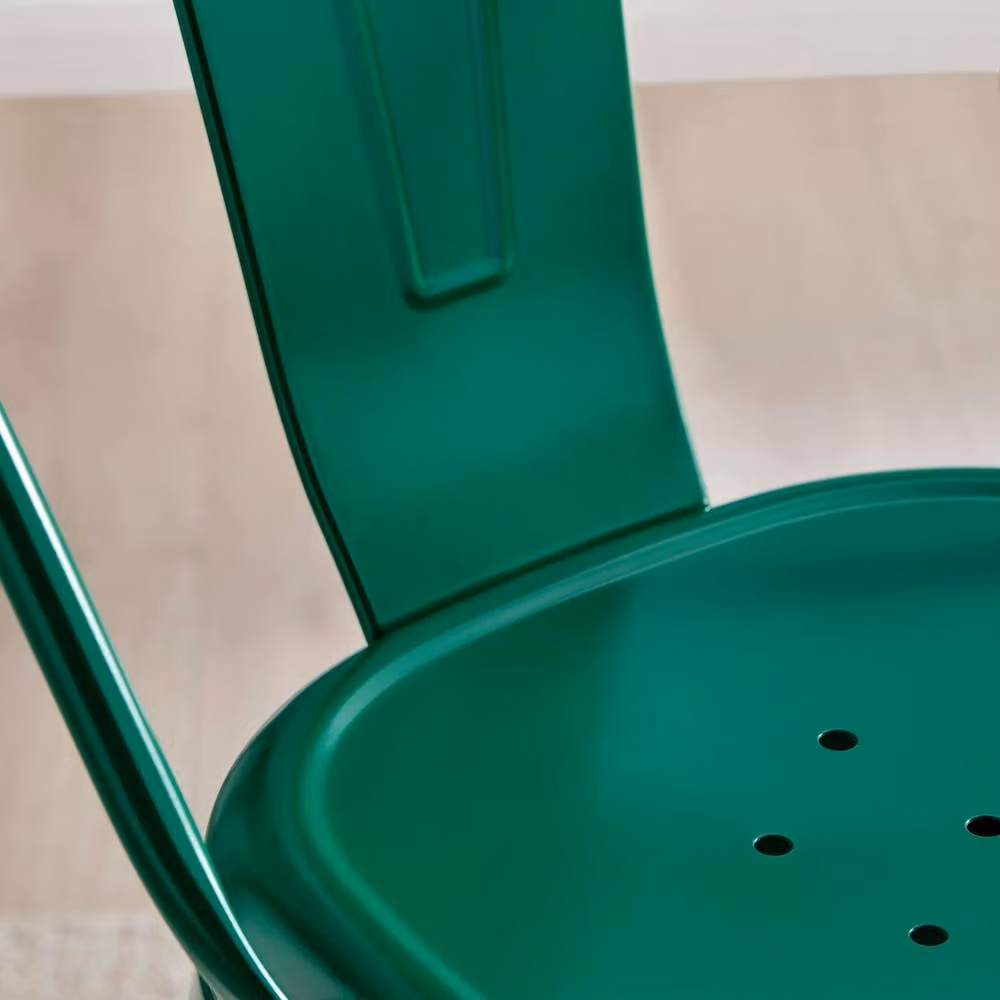 FurnitureboxUK Set of 2 Colton Industrial Green Metal Stackable Tolix Style Dining Chairs – 3