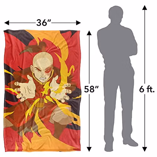 Avatar The Last Airbender Zuko Super Soft Silky Touch Fleece Throw Blanket, Multicolour, W: 91 cm, D: 147 cm – 2