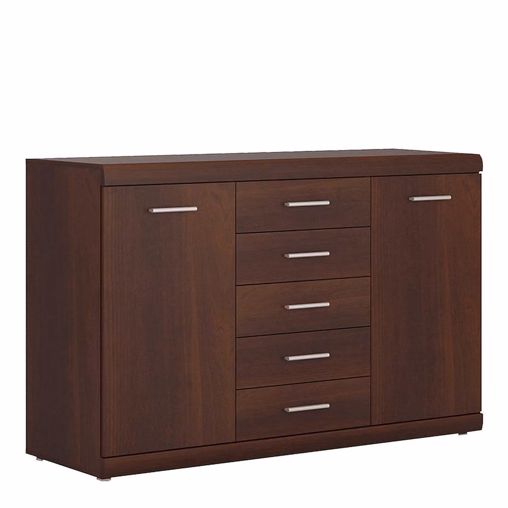 Wyld Haus Sonderborg Wide Sideboard in Dark Brown with 2 Doors and 5 Drawers – 2
