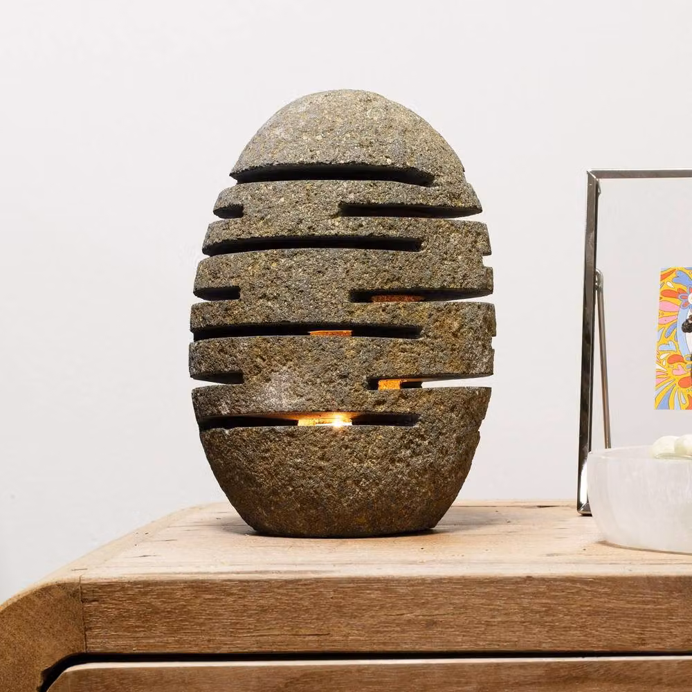 Serenityy Natural Riverstone Candle Holder, Beige Standing Stone Cut, W/D/H: 10 x 13 x 22 cm – 3