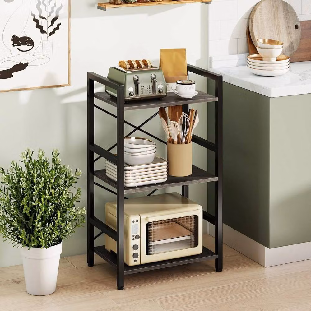 Kelvenix Industrial Freestanding Metal Display Shelf and Storage Organiser in Matt Grey – 3