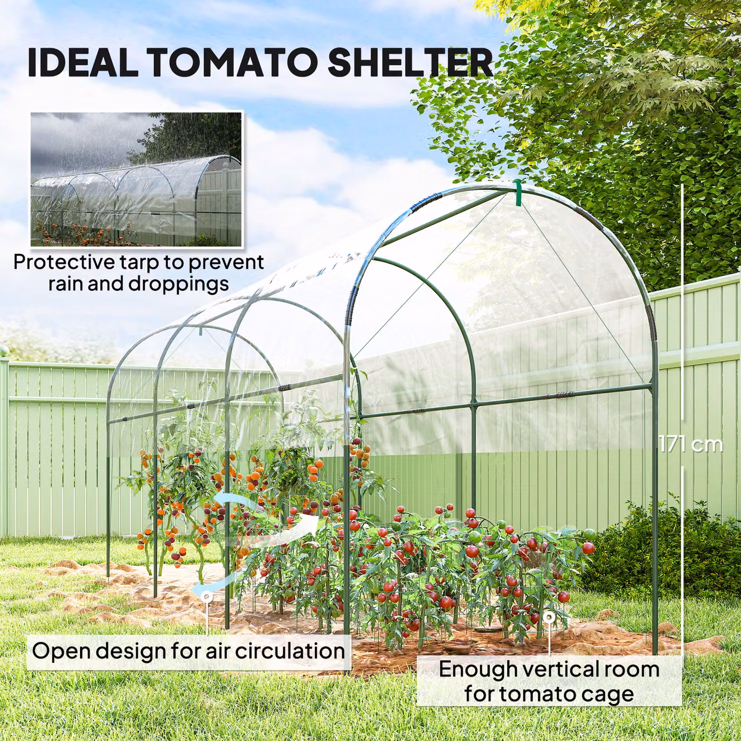 Outsunny Transparent Tunnel Tomato Greenhouse with W/D/H: 400 x 120 x 170 cm – 3