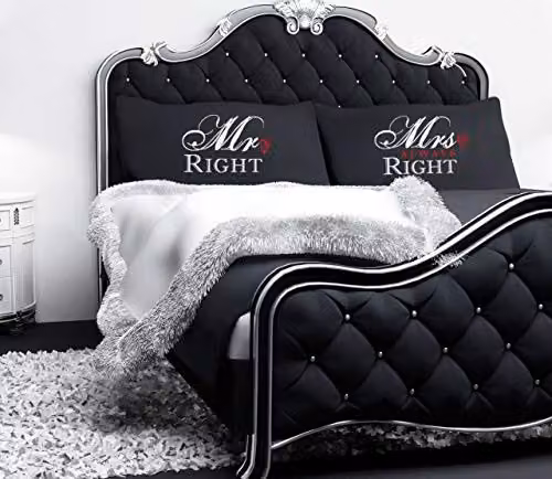 60 Second Makeover Black Mr Right and Mrs Always Right Cotton Pillowcase Pair – 3