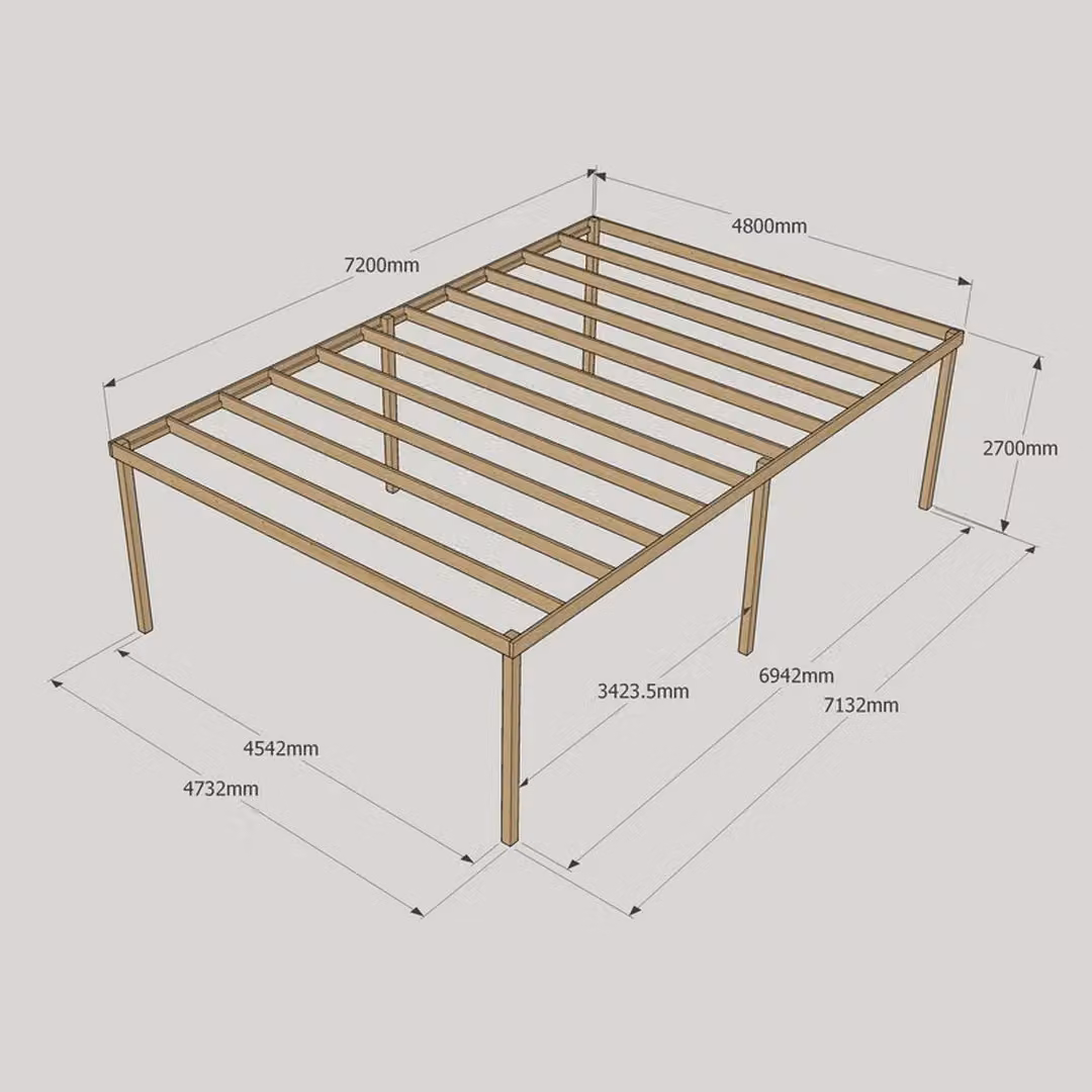 Rutland County Garden Furniture Ltd 6 Post Wood Garden Pergola in Rustic Brown, W: 720 cm, D: 480 cm, H: 270 cm – 4