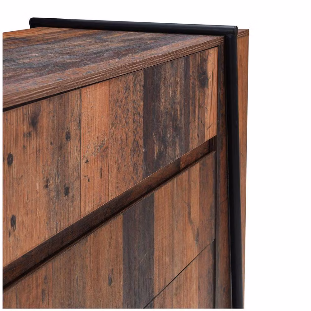 Timber Art Design Abbey Rustic 4 Drawer Chest in Brown Industrial Wood and Metal Storage – 5
