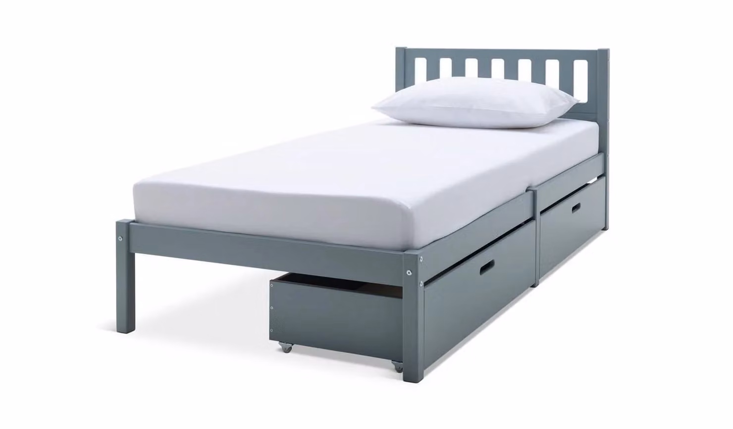 Ronnie Single Bed Frame with Drawers in Blue for Kids Bedrooms, W/D/H: 190 x 90 x 46.5 cm