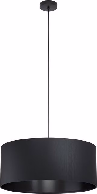 Loops Black Round Fabric and Metal Pendant Ceiling Light with Height Adjustable Suspension and E27 Socket