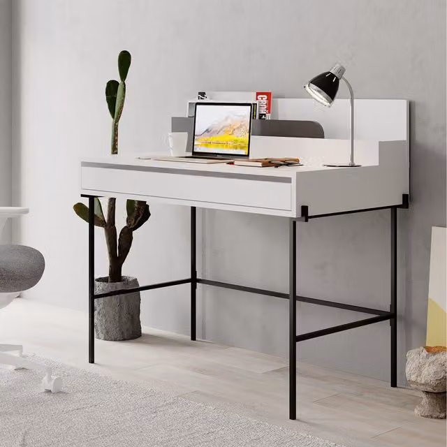 Decortie Leila Modern Rectangular Writing Desk in White
