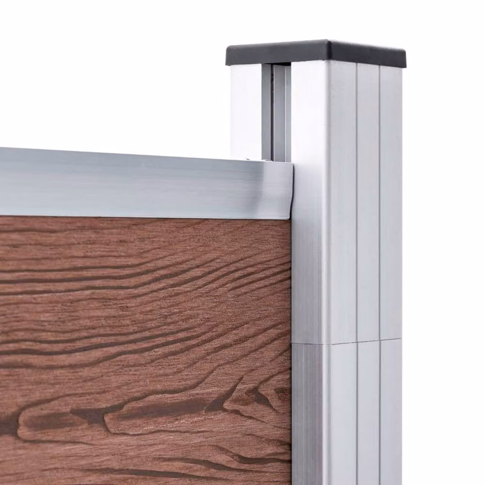 Berkfield Home Durable WPC Garden Fence, Brown, W: 1045 cm, H: 186 cm – 3