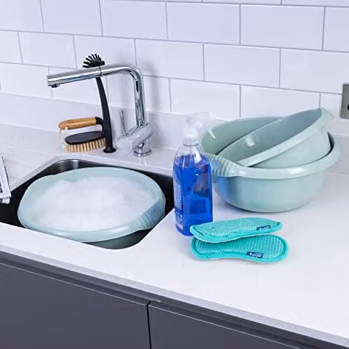 Wham Casa 3 Piece Multi-Functional Round Plastic Bowl Set in Silver Sage – 1