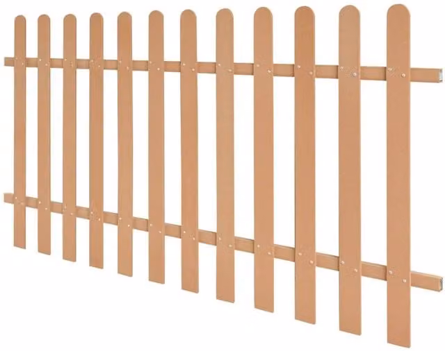 Berkfield Home Brown WPC Palisade Picket Fence, W: 200 cm, H: 100 cm