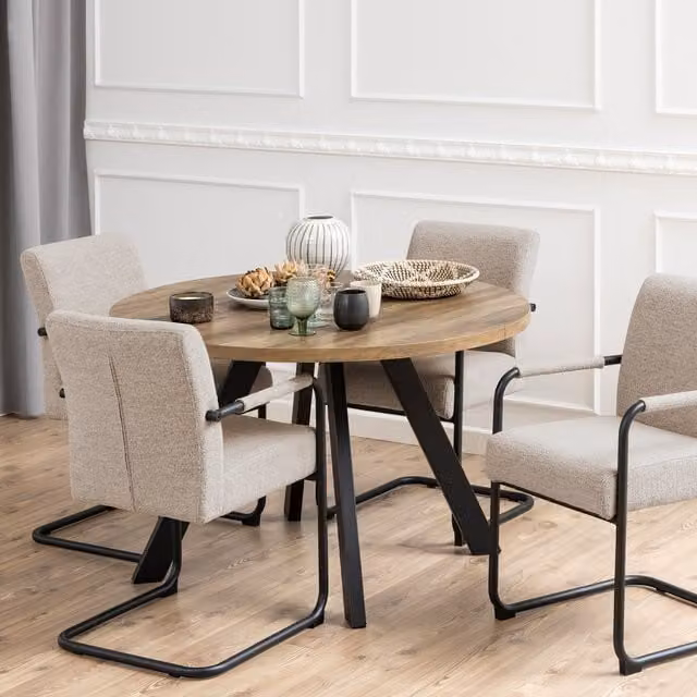 Furniture To Go Zalida Extending Round Oak Dining Table in Brown