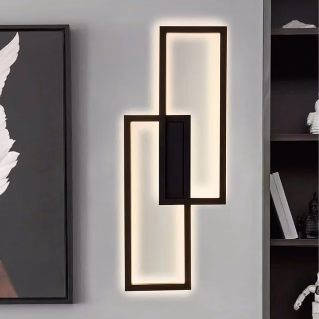 Komore Industrial Rectangular LED Wall Light in Black
