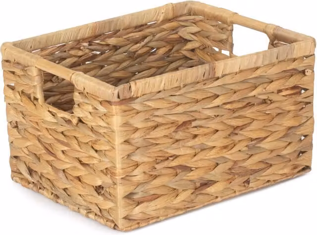 Red Hamper Nordic Water Hyacinth Storage Basket in Brown and Red