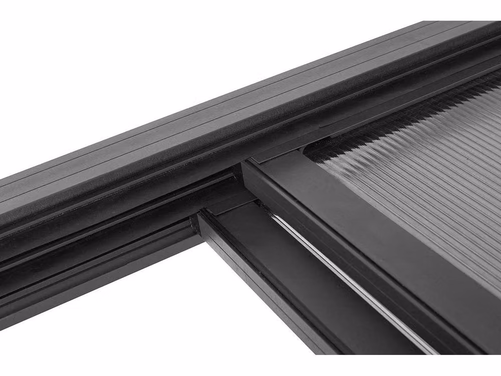 EXPERTLAND Wall-Mounted Lean-To Aluminium Pergola with Sliding Polycarbonate Roof, Anthracite Grey, W/D/H: 300 x 300 x 254 cm – 3