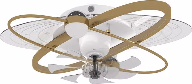 HOMCOM LED Ceiling Fan with Light and Remote Control, Gold Tone – 1