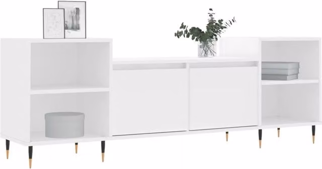 Berkfield Home Modern White TV Cabinet in Matt Engineered Wood W/D/H: 160 x 35 x 55 cm