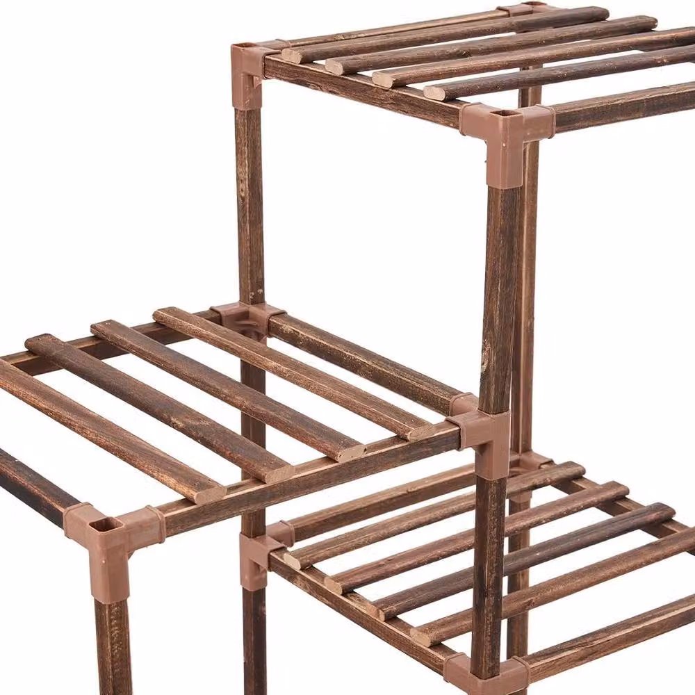 EONLION Brown Wooden Plant Stand and Garden Planter Rack – 3