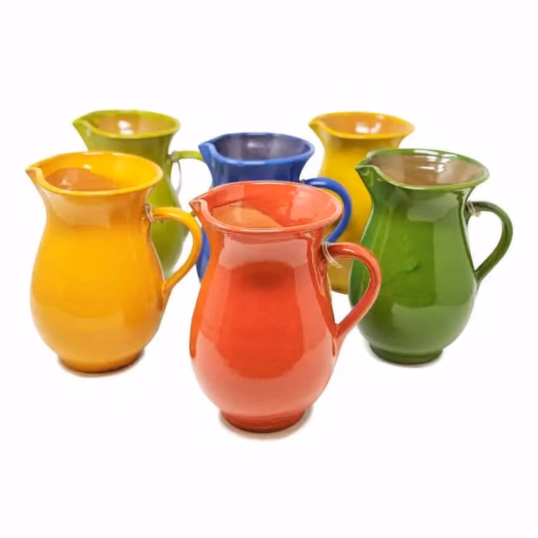 Verano Spanish Ceramics Selena Glazed Hand Dipped Ceramic Pourer Jug, 1 l, Orange, H: 19 cm