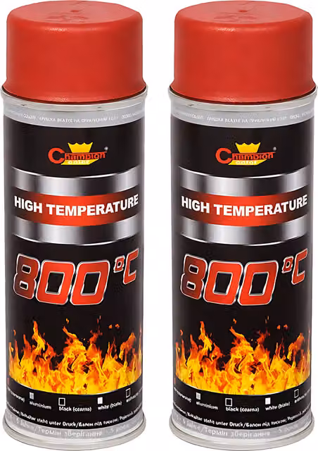 Sola Red Heat-Resistant Enamel Spray Paint, Silicone-Based, 2 x 400 mL