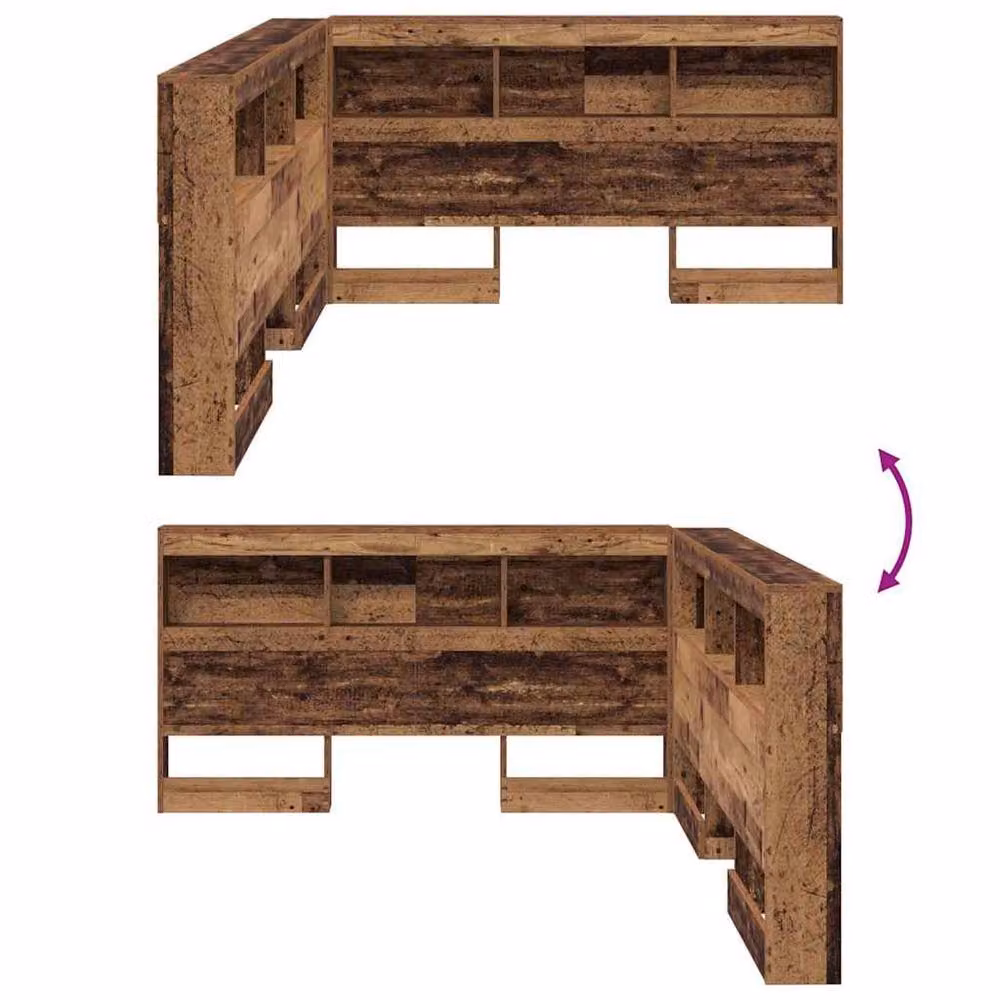 Berkfield Home Storage Headboard with Shelf in Old Wood Brown, 160 cm – 7