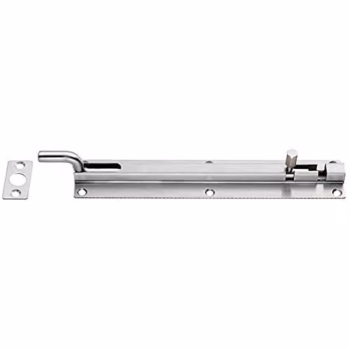 Loops Cranked Barrel Surface Mounted Door Bolt Lock in Satin Stainless Steel, W: 20 cm, H: 3.8 cm