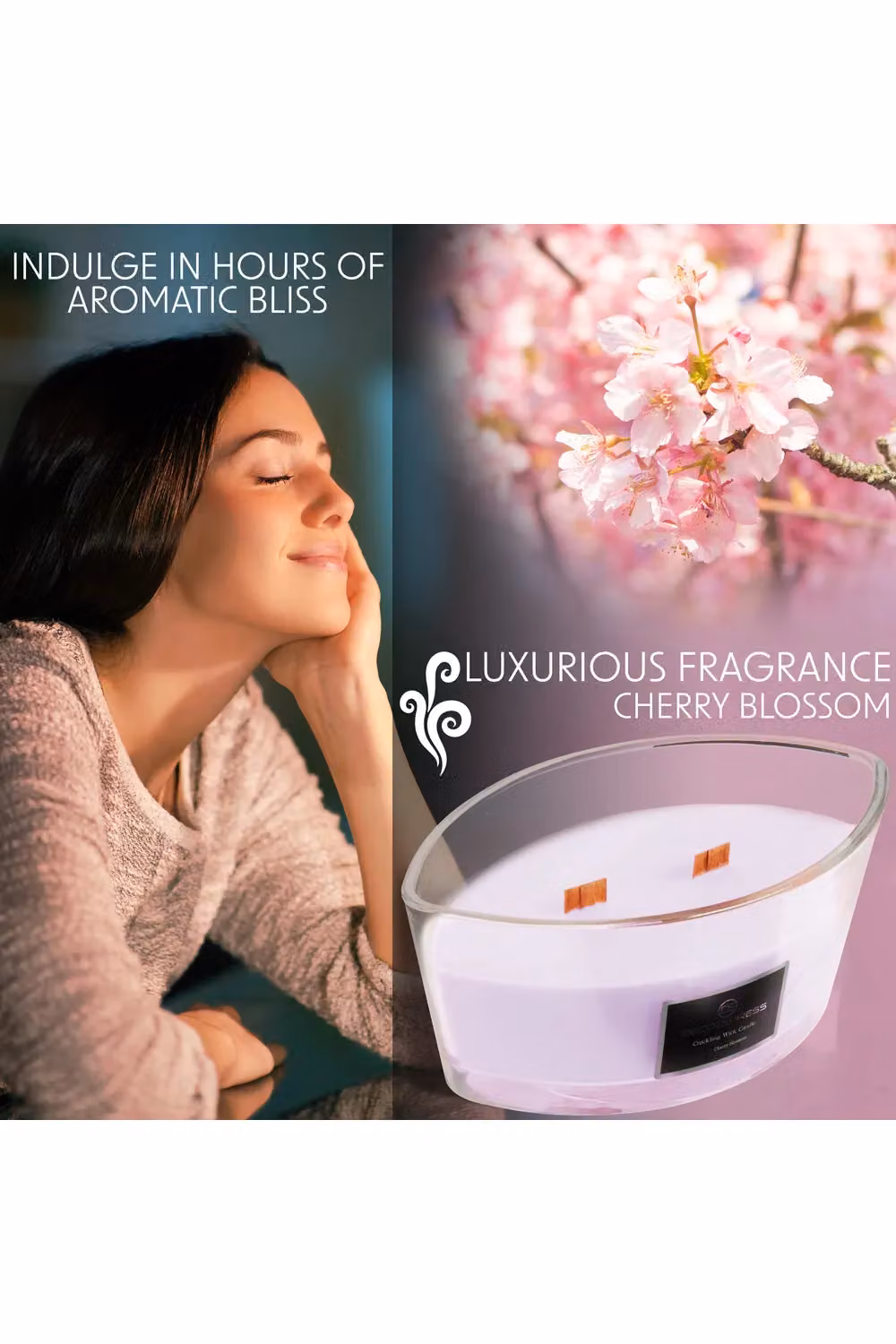 Deco Express Cherry Blossom Scented Woodwick Candle in Pink – 9