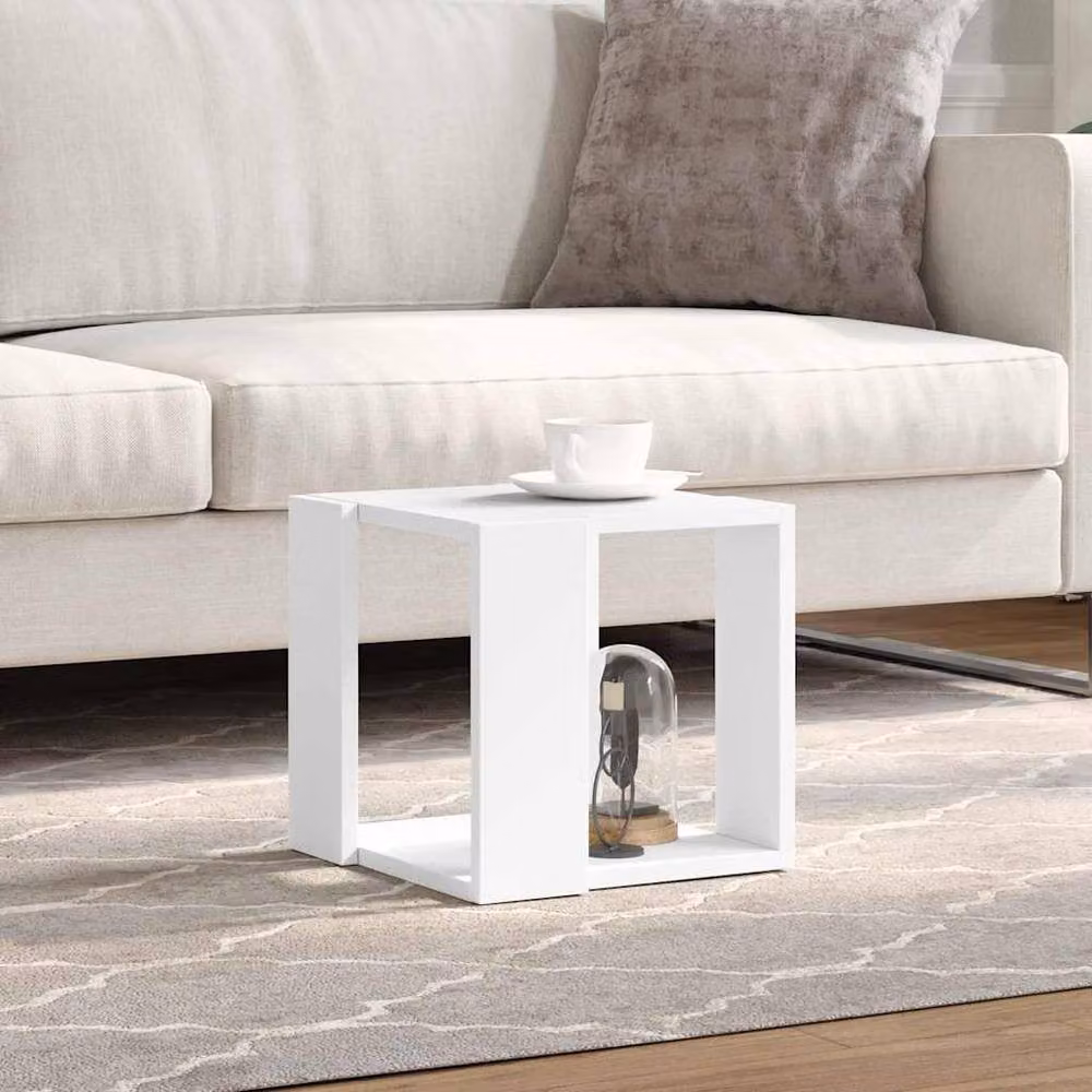 Berkfield Home White Square Coffee Table in Engineered Wood, W/D/H: 32 x 32 x 30 cm – 2
