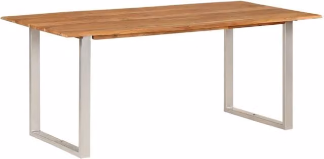 Berkfield Home Rectangular Live Edge Dining Table in Brown Solid Acacia Wood, W/D/H: 180 x 90 x 76 cm