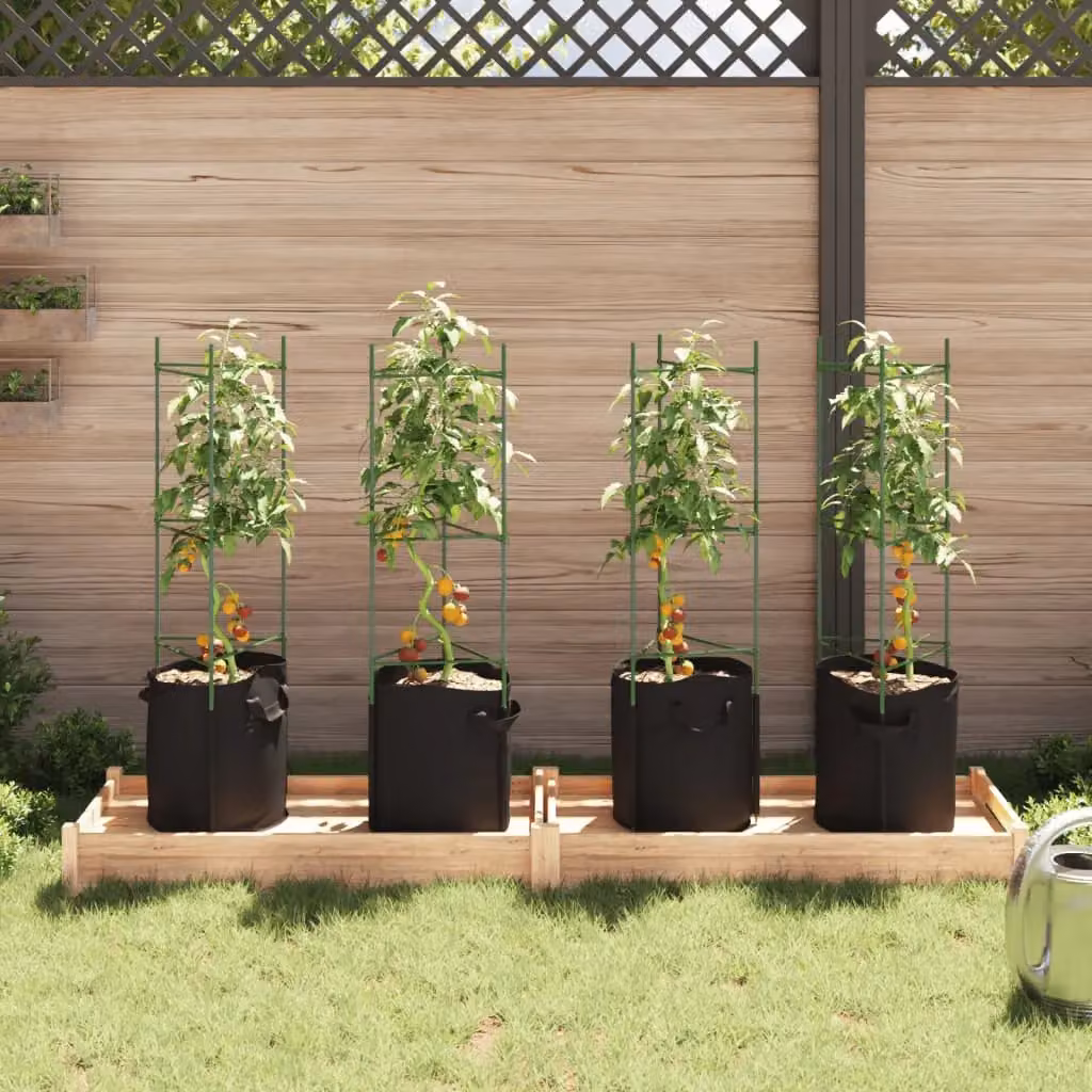 Berkfield Home Tomato Cages with Plant Bags, 4 Pieces, Green Steel and PP – 3