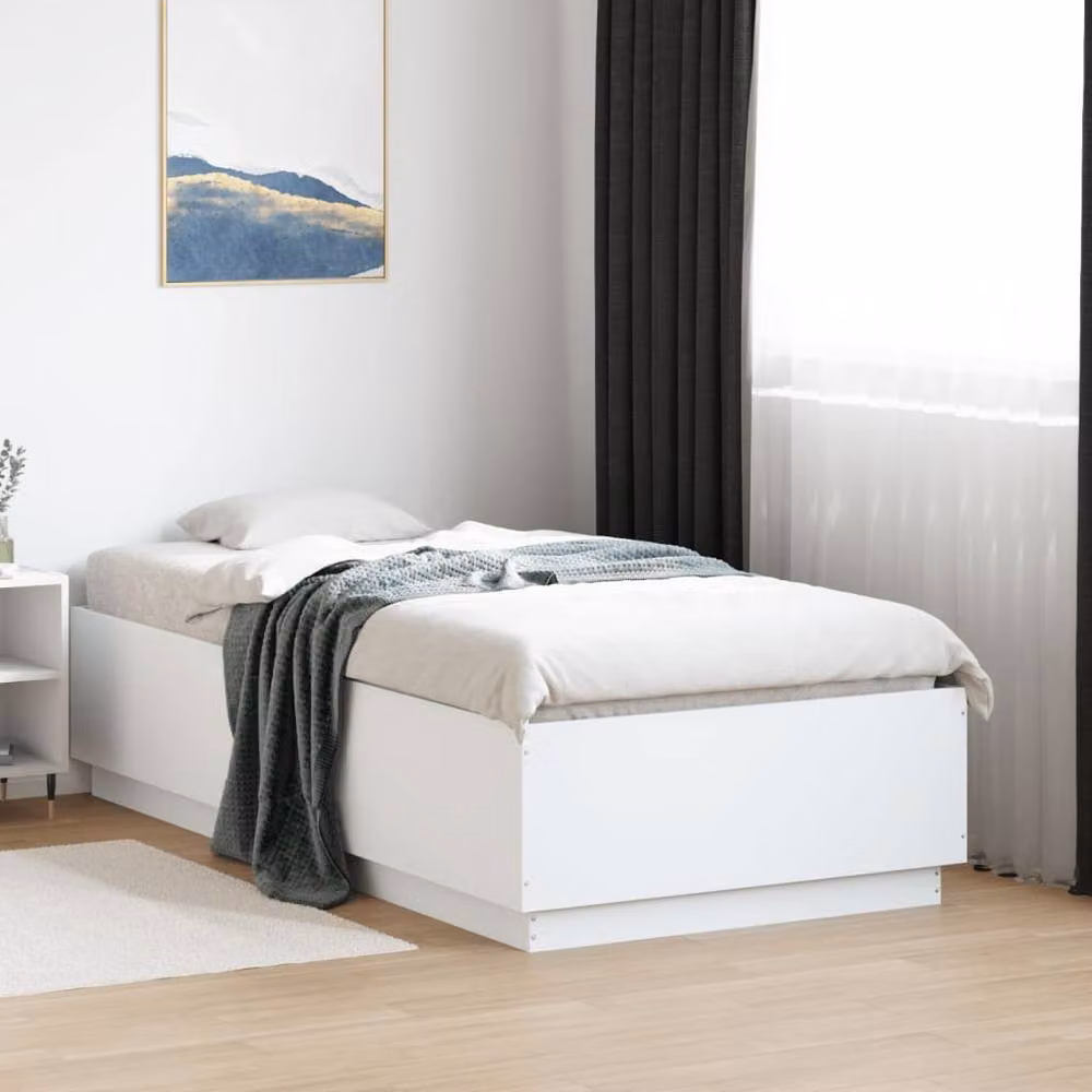 Berkfield Home Single Bed Frame in White, W/D/H: 90 x 190 x 40 cm – 2
