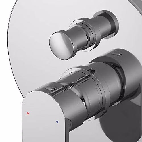 nuie BINMV12 Binsey Modern Round Concealed Manual Shower Valve with Diverter and Single Lever Handle, Chrome – 2