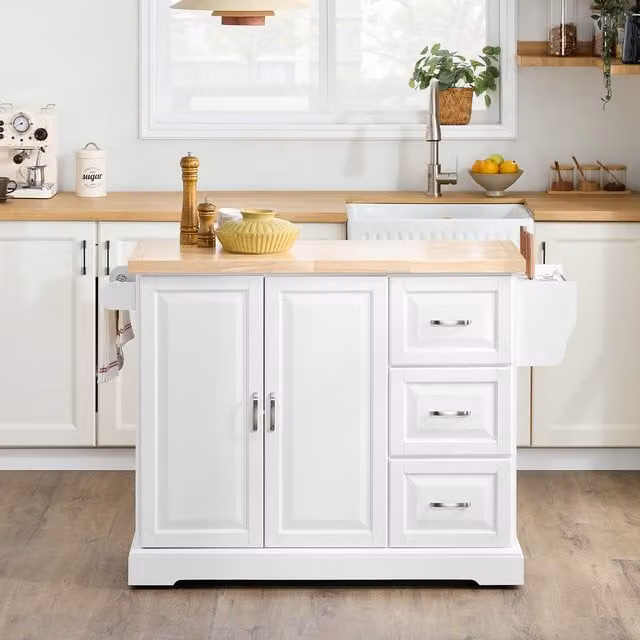 SoBuy Scandinavian Kitchen Island Trolley in White and Oak