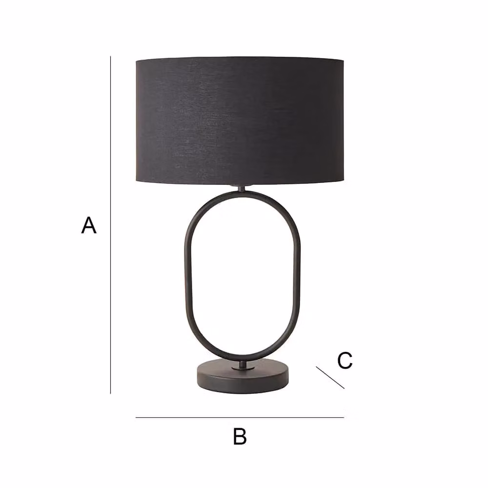 ValueLights Antonia Oval Fabric Drum Table Lamp in Black with LED Bulb – 4