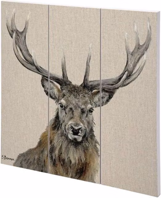 Jane Bannon Percival Wood Plaque in Brown and Beige