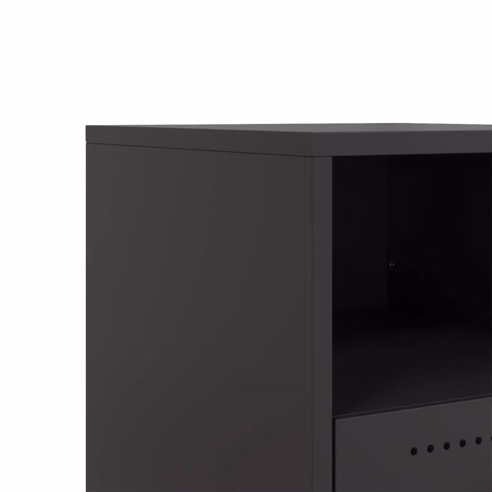 Berkfield Home Stylish Black Metal Bedside Cabinet W/D/H: 36 x 39 x 43.5 cm – 5